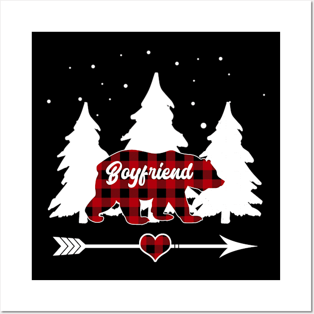 Boyfriend Bear Buffalo Red Plaid Matching Family Christmas Wall Art by Soema